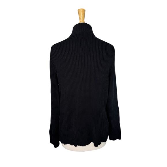 RALPH LAUREN LRL Herringbone Colorblock Zip Cardigan Sweater Size 1X Black White - Picture 3 of 9